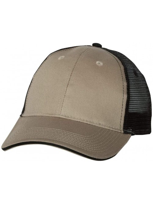 Baseball Caps Sandwich Trucker Cap - Khaki/Black - CS11J95L0PD $12.81