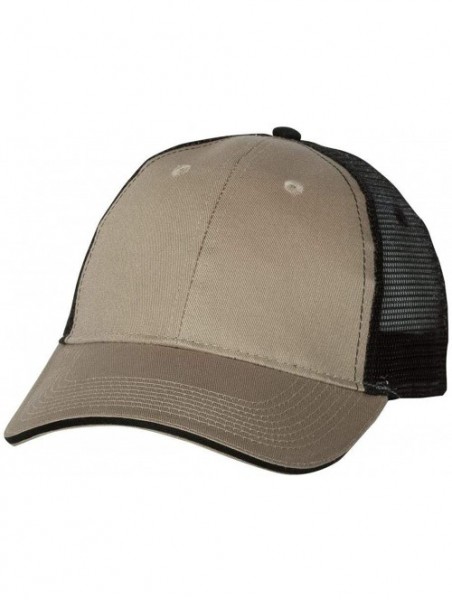 Baseball Caps Sandwich Trucker Cap - Khaki/Black - CS11J95L0PD $12.81