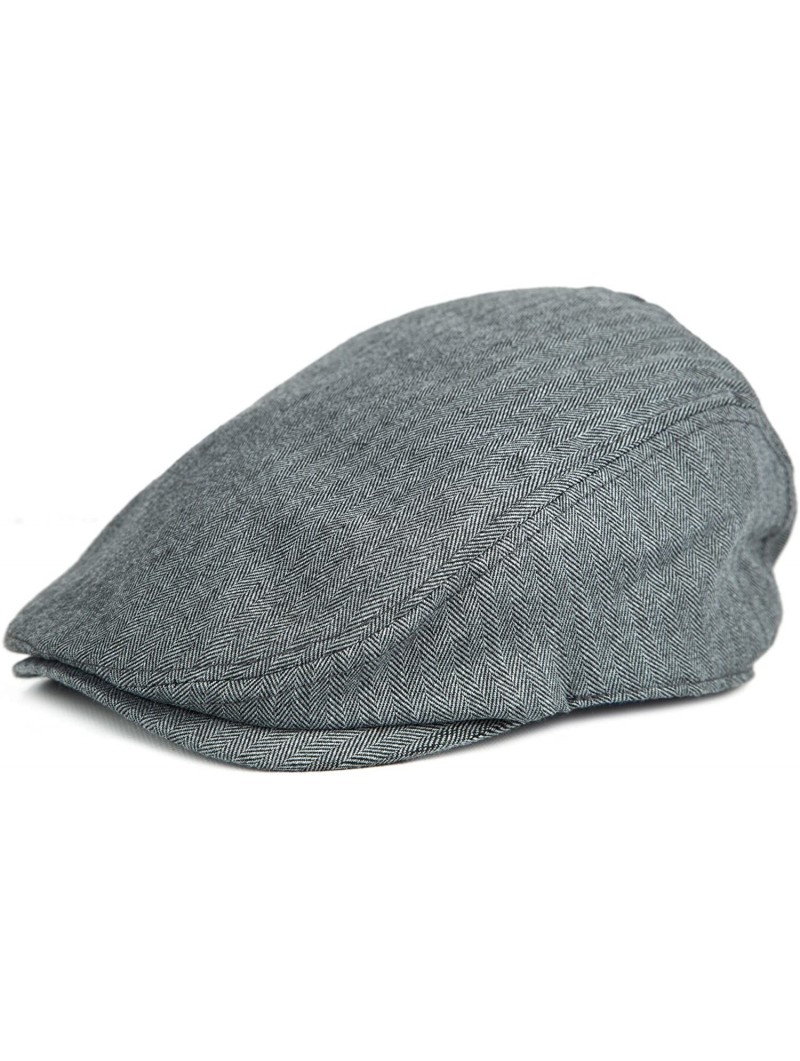 Newsboy Caps Men's Classic Herringbone Cotton Newsboy Gatsby Cap Spring Summer - Gray - CU12GU35NSV $13.39