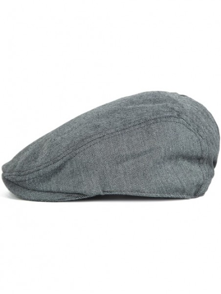 Newsboy Caps Men's Classic Herringbone Cotton Newsboy Gatsby Cap Spring Summer - Gray - CU12GU35NSV $13.39