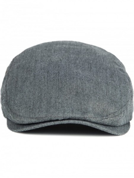 Newsboy Caps Men's Classic Herringbone Cotton Newsboy Gatsby Cap Spring Summer - Gray - CU12GU35NSV $13.39