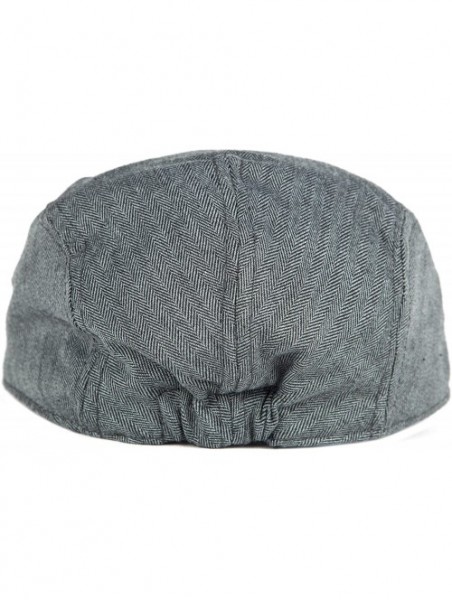 Newsboy Caps Men's Classic Herringbone Cotton Newsboy Gatsby Cap Spring Summer - Gray - CU12GU35NSV $13.39