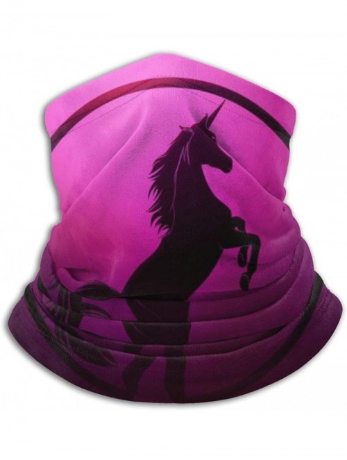 Balaclavas Neck Gaiter Headwear Face Sun Mask Magic Scarf Bandana Balaclava - Unicorn in Circle Dark Rose - C1197SDO245 $24.49