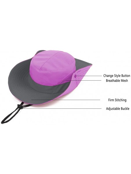 Sun Hats Women's Summer Sun UV Protection Hat Foldable Wide Brim Boonie Hats with Ponytail Hole - Purple - CK18SZ0E2AT $11.49