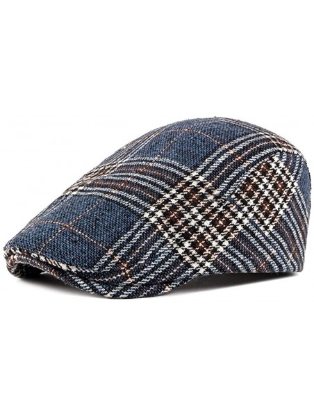 Newsboy Caps Mens Adjustable Plaid Ivy Newsboy Cabbie Gatsby Golf Beret Flat Hat Cap - 411blue - C8196XMDY72 $16.93