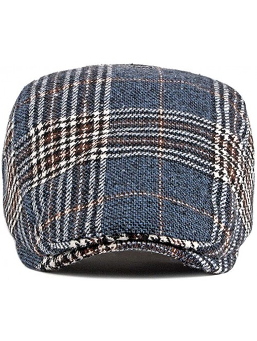 Newsboy Caps Mens Adjustable Plaid Ivy Newsboy Cabbie Gatsby Golf Beret Flat Hat Cap - 411blue - C8196XMDY72 $16.93