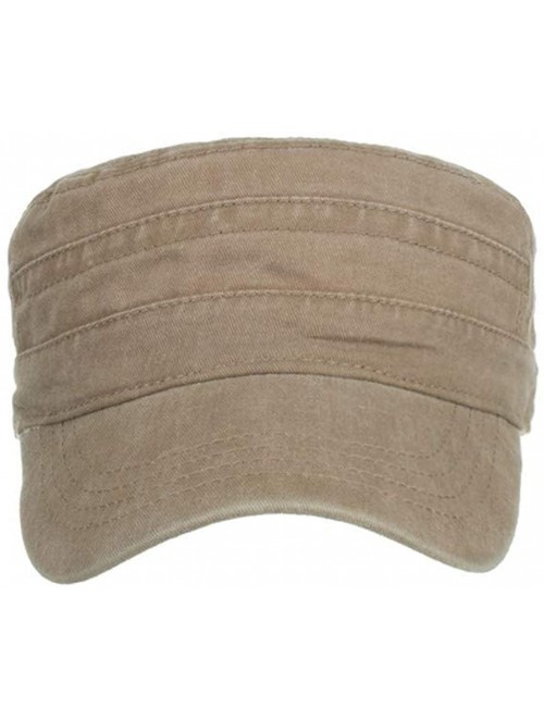 Sun Hats Unisex Outdoor Flat top Baker Boy Peaked Cap Sunscreen Hat - Khaki - CT18RYG3U8G $11.36