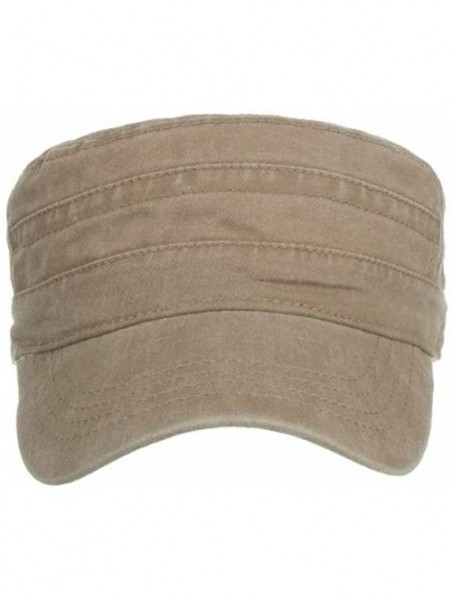 Sun Hats Unisex Outdoor Flat top Baker Boy Peaked Cap Sunscreen Hat - Khaki - CT18RYG3U8G $11.36