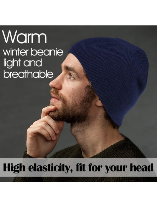 Skullies & Beanies Beanie Cap- Soft Stretch Acrylic Knit Winter Hats Warm Gifts for Men/Women/Kids - 2 Pack Black/Navy - CB18...