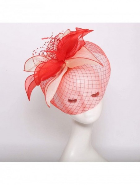 Sun Hats Women's Organza Kentucky Derby Tea Party Hat - Design 4 - Red - C718T8AQ70Y $15.75