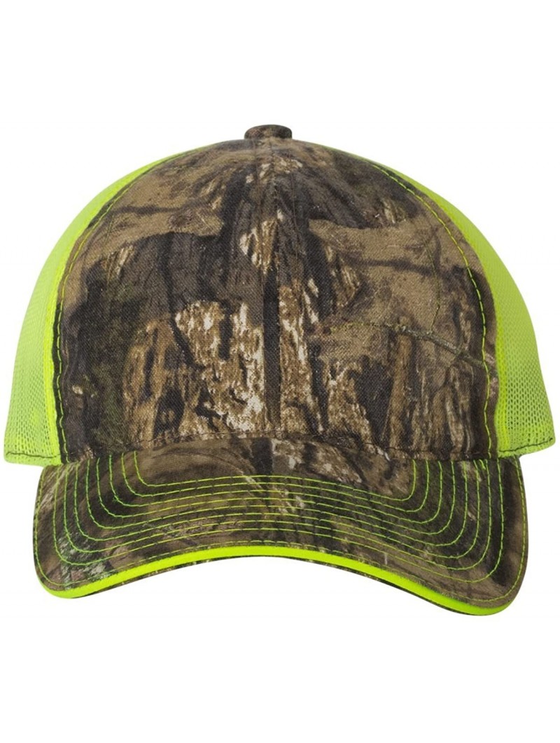 Baseball Caps Washed Brushed Mesh Cap - Mossy Oak Country/ Neon Yellow - CI1889ULUDS $11.40