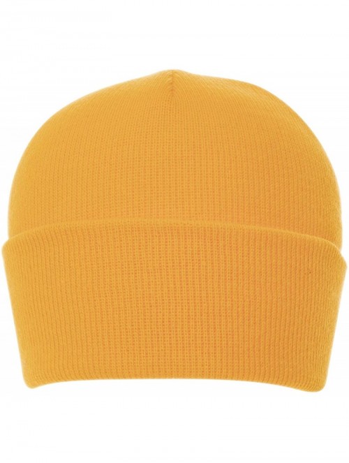 Skullies & Beanies 100% Soft Acrylic Solid Color Classic Cuffed Winter Hat - Made in USA - Gold - CU187IYY6YW $31.01