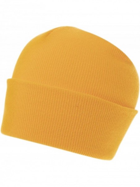 Skullies & Beanies 100% Soft Acrylic Solid Color Classic Cuffed Winter Hat - Made in USA - Gold - CU187IYY6YW $31.01