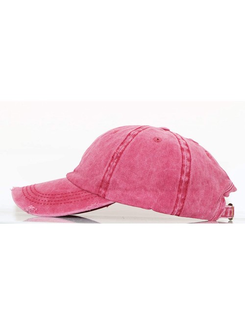 Baseball Caps Ponytail Baseball Hat Distressed Retro Washed Cotton Twill - Wine - C318ISTETI3 $14.01