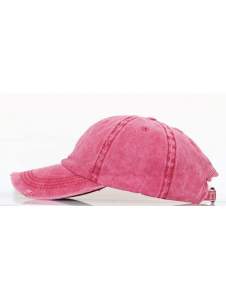 Baseball Caps Ponytail Baseball Hat Distressed Retro Washed Cotton Twill - Wine - C318ISTETI3 $14.01