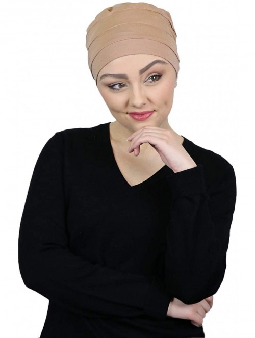 Skullies & Beanies Chemo Cap Bamboo Turban Cancer Headwear for Women Sleep Cap Beanie Hat Head Coverings 3 Seam - Beige - C81...