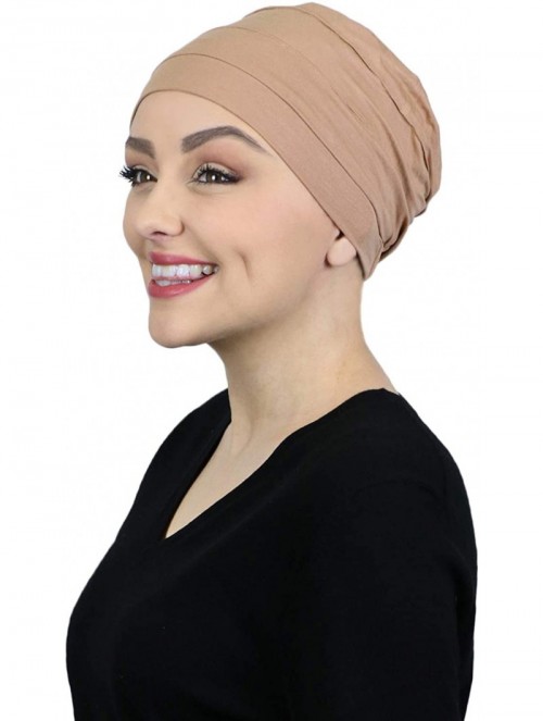 Skullies & Beanies Chemo Cap Bamboo Turban Cancer Headwear for Women Sleep Cap Beanie Hat Head Coverings 3 Seam - Beige - C81...