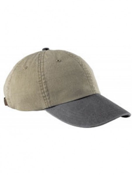 Baseball Caps 6-Panel Low-Profile Washed Pigment-Dyed Cap - Khaki/Charcoal - CE12N3CXL1T $11.80