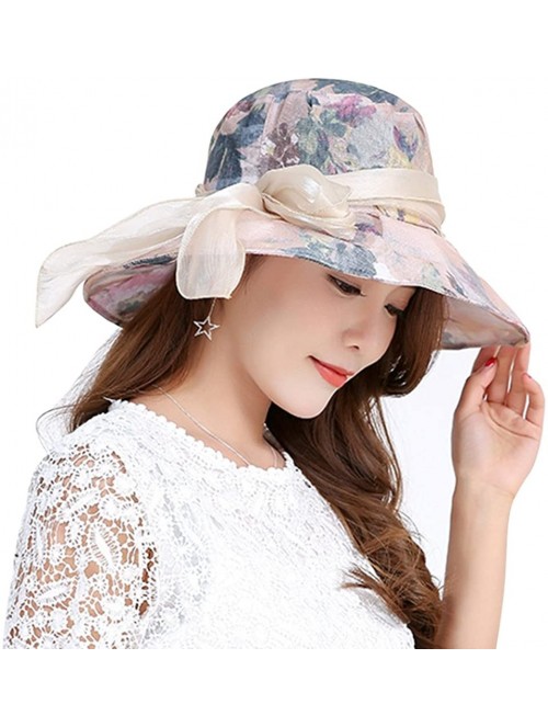 Sun Hats Women Wide Brim Sun Hat Floral Beach Cap Floppy UPF 50+ UV Protection Bucket Hat - Gray - C918E8ST25O $15.70