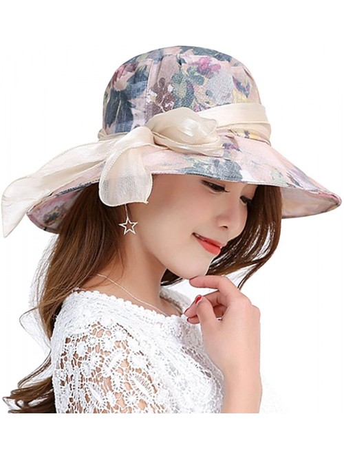 Sun Hats Women Wide Brim Sun Hat Floral Beach Cap Floppy UPF 50+ UV Protection Bucket Hat - Gray - C918E8ST25O $15.70