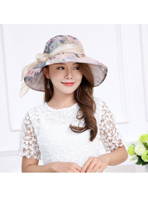 Sun Hats Women Wide Brim Sun Hat Floral Beach Cap Floppy UPF 50+ UV Protection Bucket Hat - Gray - C918E8ST25O $15.70