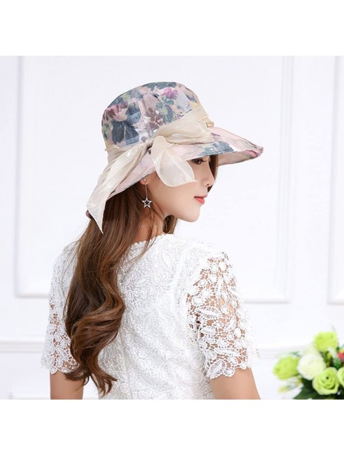 Sun Hats Women Wide Brim Sun Hat Floral Beach Cap Floppy UPF 50+ UV Protection Bucket Hat - Gray - C918E8ST25O $15.70