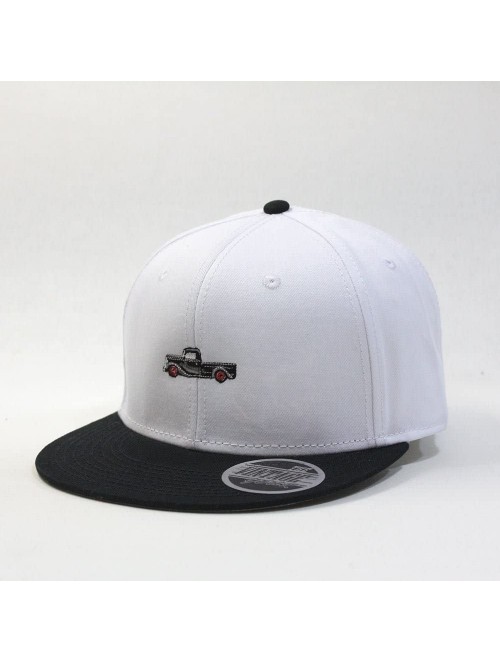 Baseball Caps Premium Plain Cotton Twill Adjustable Flat Bill Snapback Hats Baseball Caps - Bt Black/White - CN12MSKBXP7 $23.52