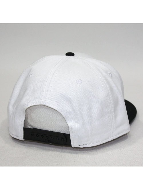 Baseball Caps Premium Plain Cotton Twill Adjustable Flat Bill Snapback Hats Baseball Caps - Bt Black/White - CN12MSKBXP7 $23.52