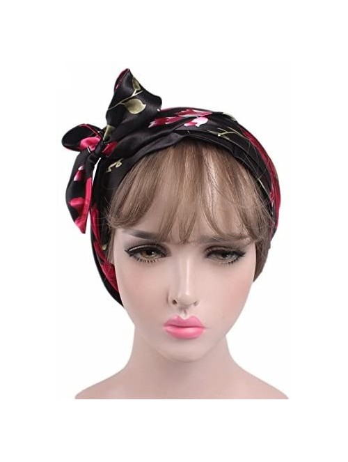 Skullies & Beanies 2 Pieces Soft Satin Sleeping Cap Bonnet Headwear Head Cover Turbans for Women - Color 4 - C618GORUS7E $10.07