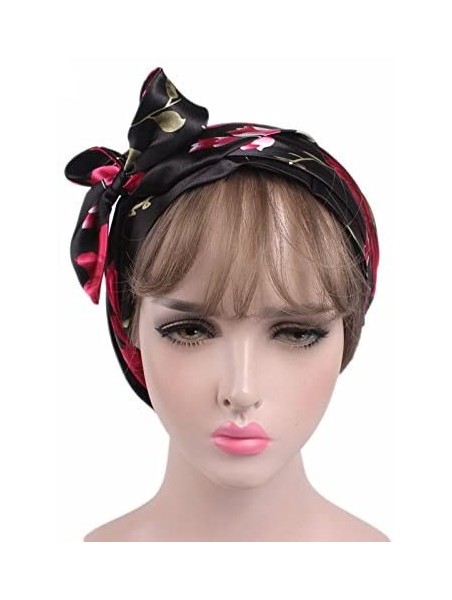 Skullies & Beanies 2 Pieces Soft Satin Sleeping Cap Bonnet Headwear Head Cover Turbans for Women - Color 4 - C618GORUS7E $10.07