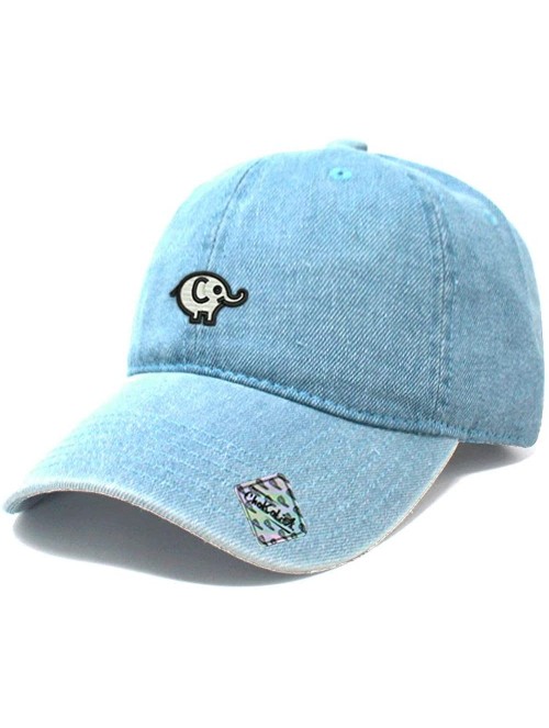 Baseball Caps Elephant Dad Hat Cotton Baseball Cap Polo Style Low Profile - Light Denim - CX18N8R05YY $17.90