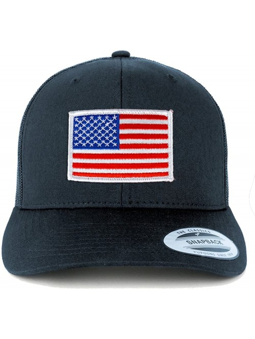 Baseball Caps American Flag Patch Snapback Trucker Mesh Cap - Navy - White - C2188I7STDL $18.98