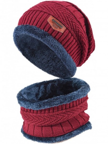 Skullies & Beanies Styles Oversized Winter Extremely Slouchy - Jb Red Hat&scarf Set - CS18ZZMDUTR $13.42