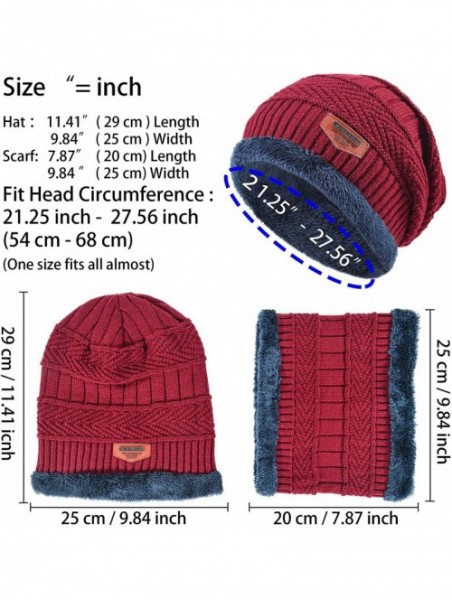 Skullies & Beanies Styles Oversized Winter Extremely Slouchy - Jb Red Hat&scarf Set - CS18ZZMDUTR $13.42