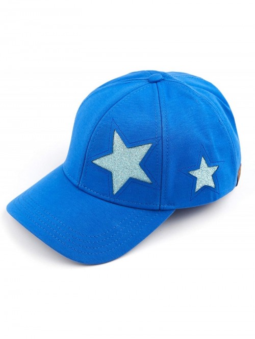 Baseball Caps Hatsandscarf Cotton Baseball Cap with Sparkling Star Pattern (BA-42) - Royal Blue - C918QDHAUUZ $12.48