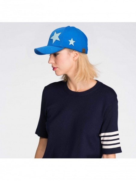 Baseball Caps Hatsandscarf Cotton Baseball Cap with Sparkling Star Pattern (BA-42) - Royal Blue - C918QDHAUUZ $12.48