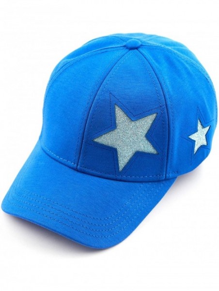 Baseball Caps Hatsandscarf Cotton Baseball Cap with Sparkling Star Pattern (BA-42) - Royal Blue - C918QDHAUUZ $12.48