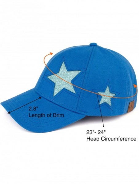 Baseball Caps Hatsandscarf Cotton Baseball Cap with Sparkling Star Pattern (BA-42) - Royal Blue - C918QDHAUUZ $12.48