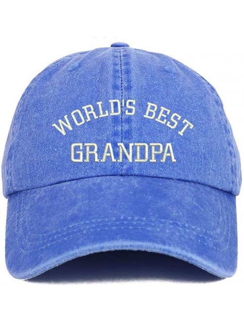 Baseball Caps World's Best Grandpa Embroidered Pigment Dyed Low Profile Cotton Cap - Royal - CE18SU3KONU $18.40