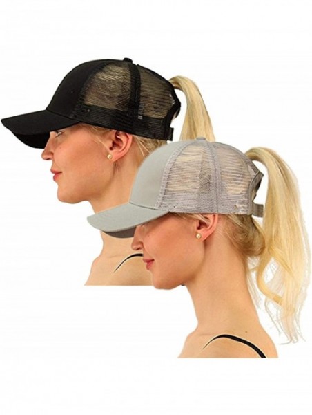 Baseball Caps Ponytail Cap Messy Trucker Adjustable Visor Baseball Cap Hat Unisex - Black Grey 2pack - CA18DYMAS0R $22.28