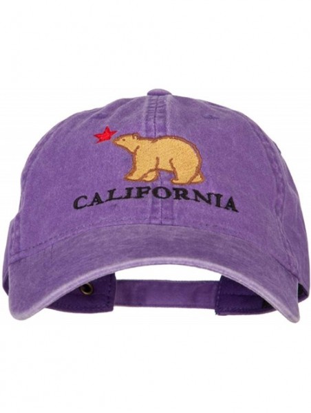 Baseball Caps California with Bear Embroidered Washed Cap - Purple - CN18A8GQ7XY $27.96