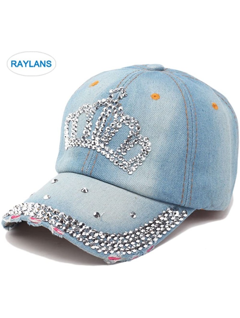 Baseball Caps Women Men Adjustable Rhinestone Studded Bling Tennis Baseball Cap Sun Cap Hat - 2 - C212JE2A17H $14.95