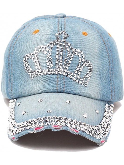 Baseball Caps Women Men Adjustable Rhinestone Studded Bling Tennis Baseball Cap Sun Cap Hat - 2 - C212JE2A17H $14.95