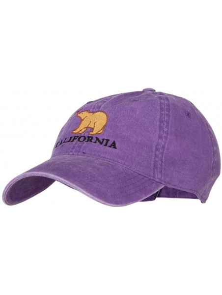 Baseball Caps California with Bear Embroidered Washed Cap - Purple - CN18A8GQ7XY $27.96