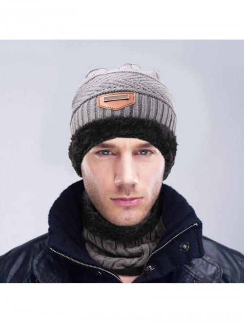 Skullies & Beanies Winter Beanie Hat Scarf Set Fleece Lined Skull Cap and Scarf Unisex - Gray - C018AU0N2H8 $18.92