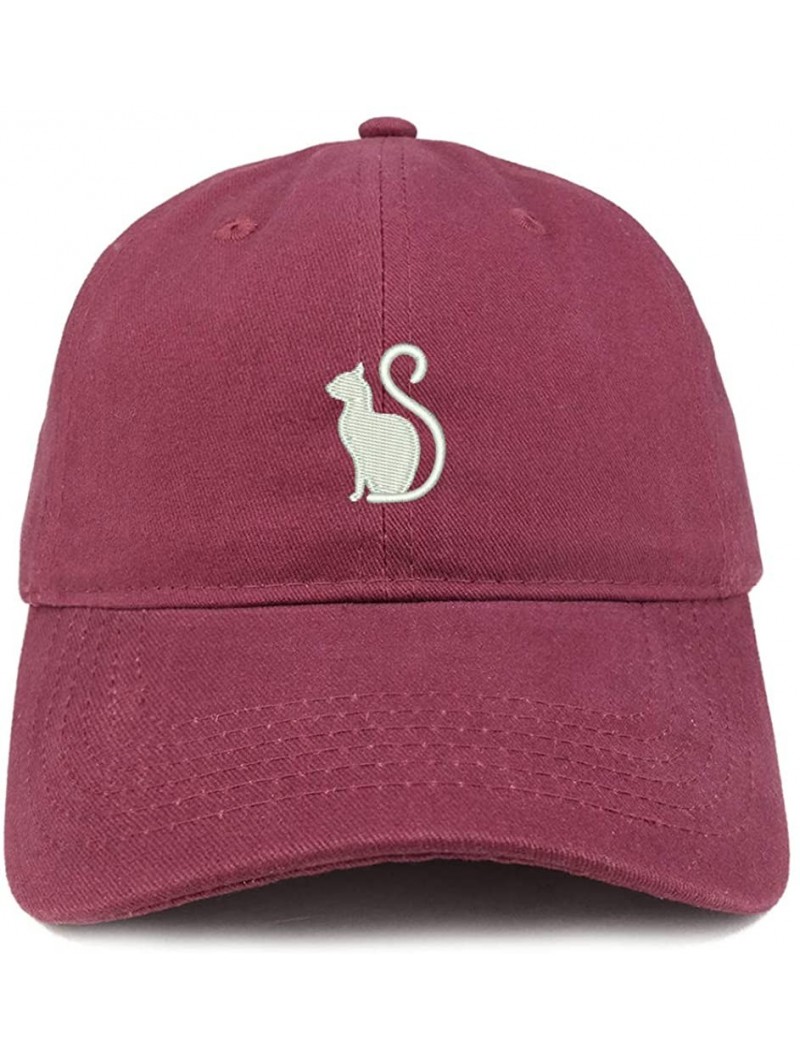 Baseball Caps Cat Image Embroidered Unstructured Cotton Dad Hat - Maroon - C018S54W4LD $20.26