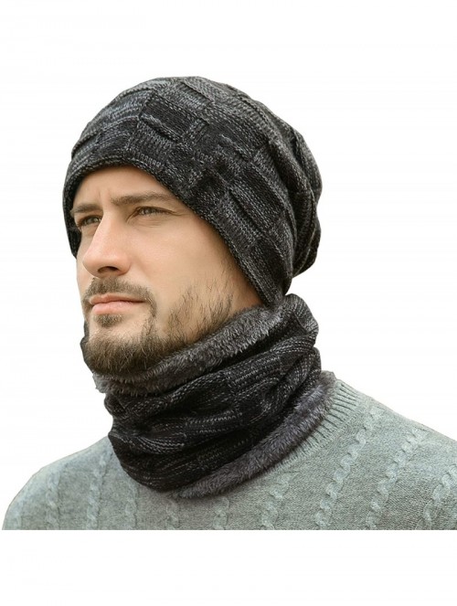 Skullies & Beanies Winter Beanie Scarf Warmer Fleece - Black - CQ18LK3KHCW $15.39