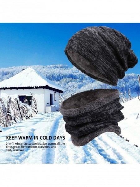 Skullies & Beanies Winter Beanie Scarf Warmer Fleece - Black - CQ18LK3KHCW $15.39