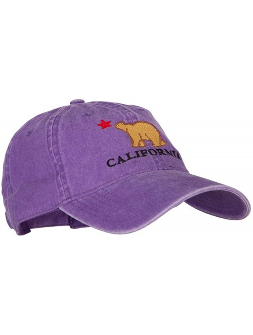 Baseball Caps California with Bear Embroidered Washed Cap - Purple - CN18A8GQ7XY $27.96