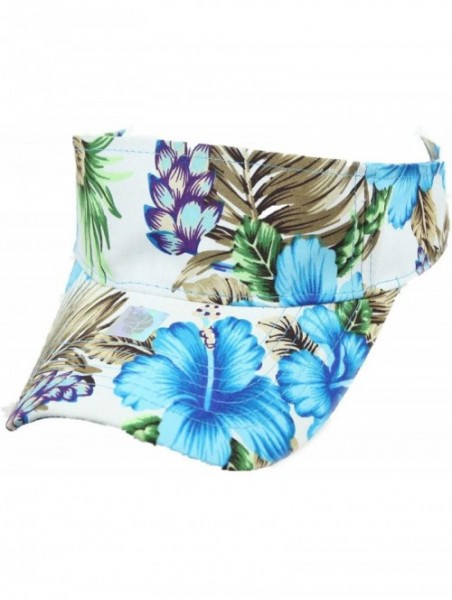 Visors Hawaiian Visor Baseball Cap Floral Hat Fashion Tropical Hats Sun Cap Hiking - White/Blue - CM18SG7HDW6 $13.37